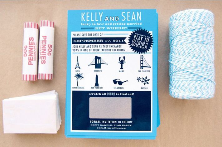 scratch off travel wedding invitation