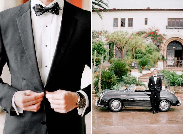 Real wedding in Simi Valley California dapper groom and rad vintage ride