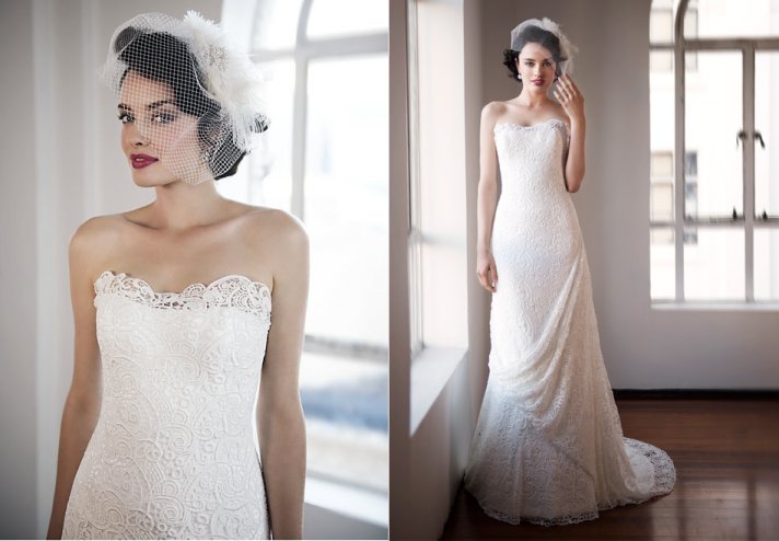 beautiful crochet wedding gown with draping