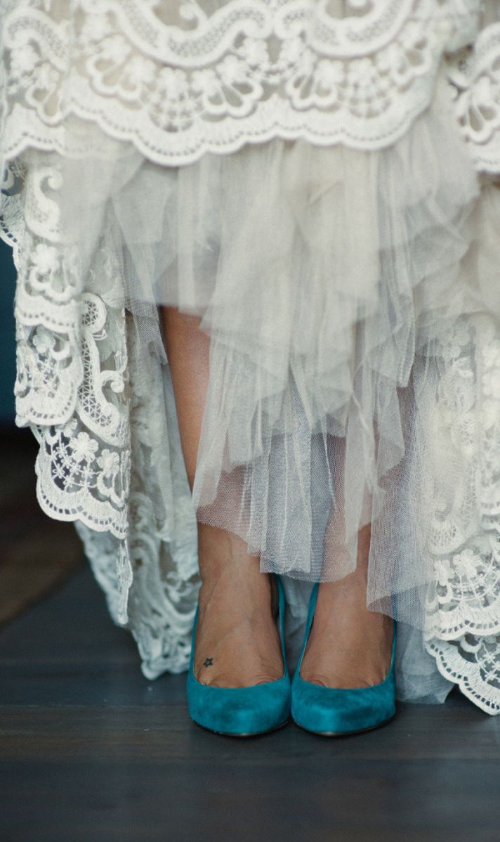 Nude and ivory lace crochet wedding dress