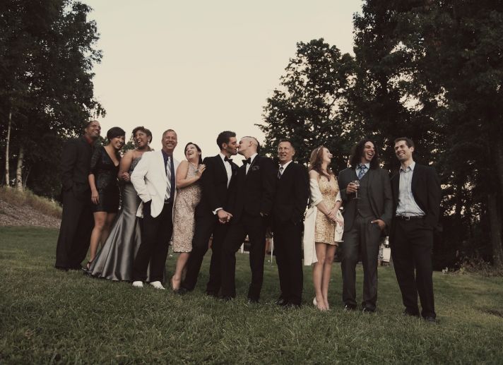 Wedding party in black and sequins