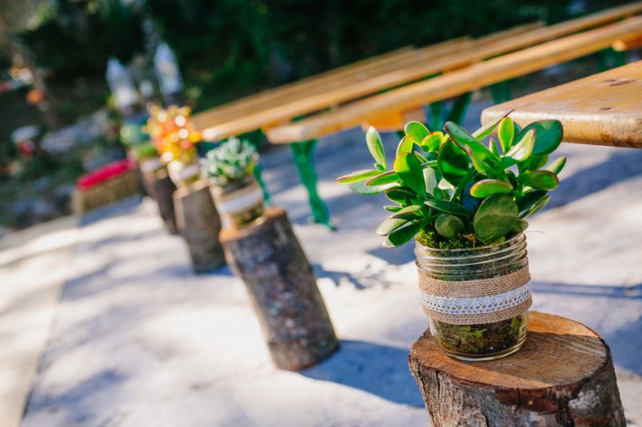 Ceremony aisle decor with succulents