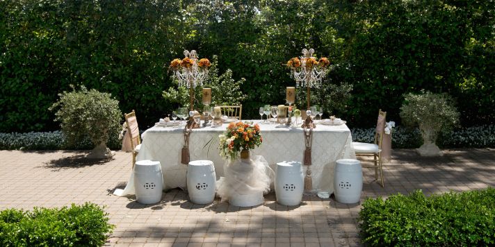Romantic garden wedding tablescape