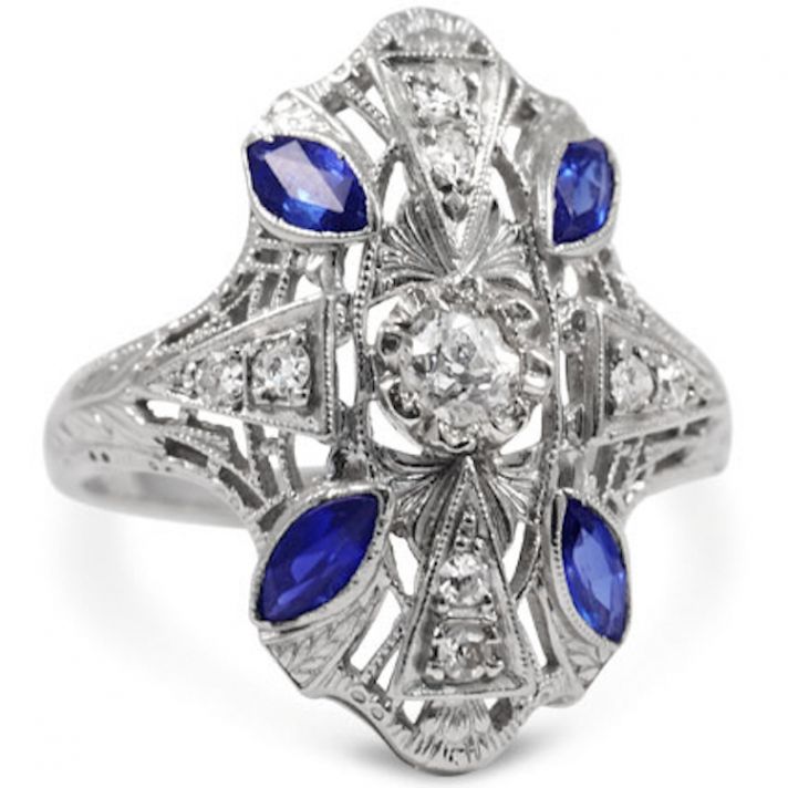 Marquise Cut Sapphires and Sparkling Diamonds