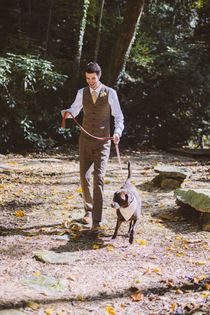 Groom and his Pup Walking Down the Aisle