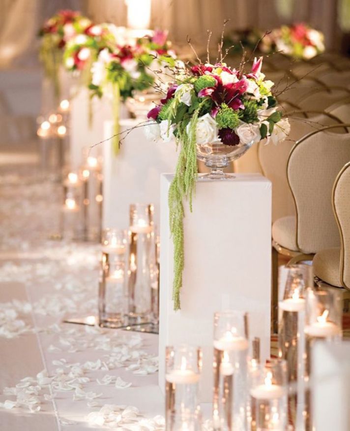 Classy Candles and Flower Ceremony Aisle