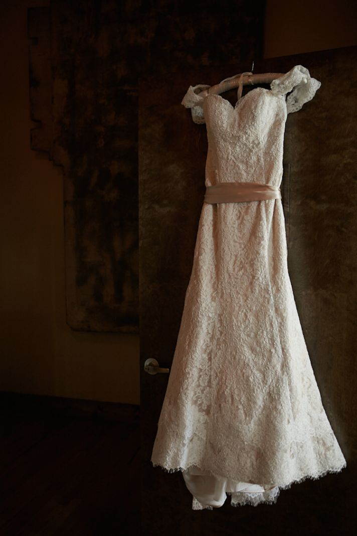 Lace Gown with a Sash Belt