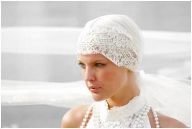 The Cloche in white lace is perfect with a vintage white wedding dress