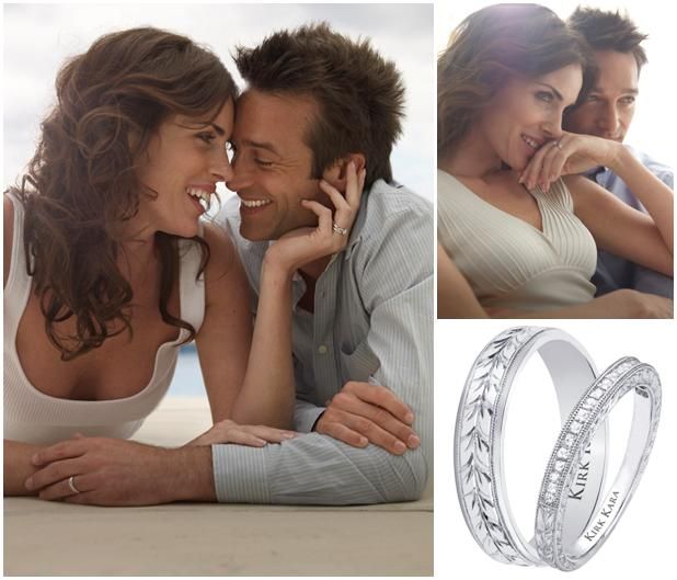 Gorgeous platinum his and hers wedding bands from Platinum Guild International jeweler, Kirk Kara