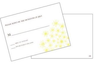 This response card with yellow flowers has the guest number discretely written on the back.