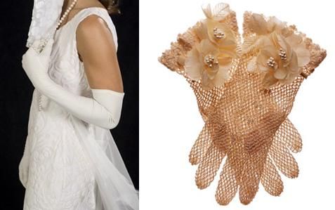 Get glove chic for your wedding with high white gloves, or short, sheer copper gloves!