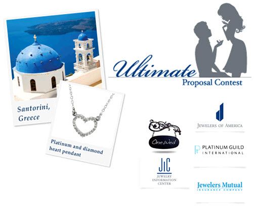 Win a trip to Santorini and platinum jewelry- just share your engagement story!