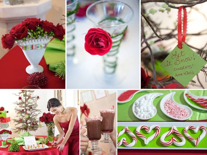 Red roses create gorgeous holiday-inspired winter wedding table centerpieces