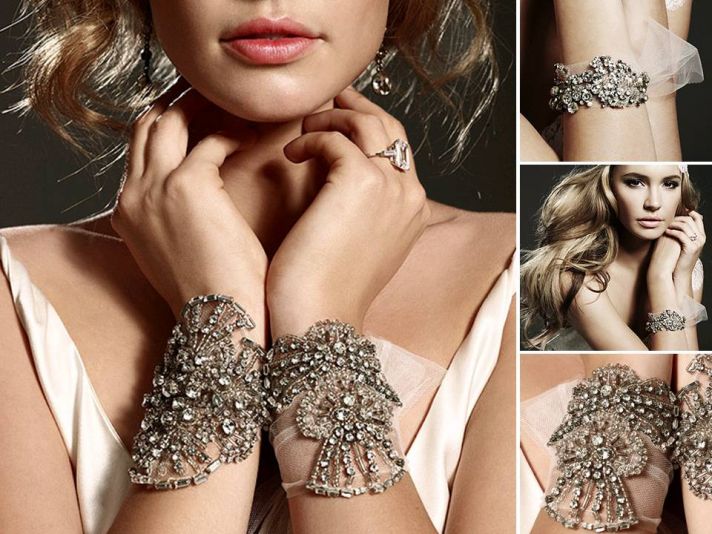 Stunning dramatic rhinstone-encrusted cuff bracelets