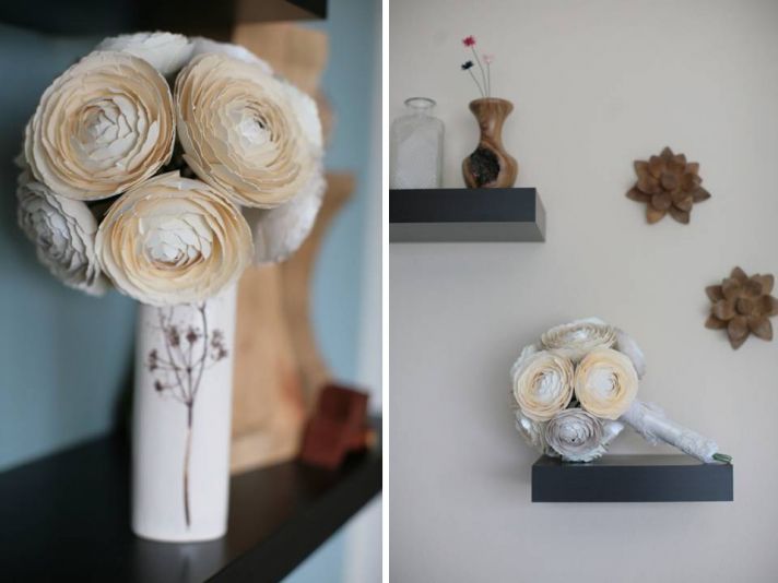 Romantic paper ranunculus for bridal bouquet
