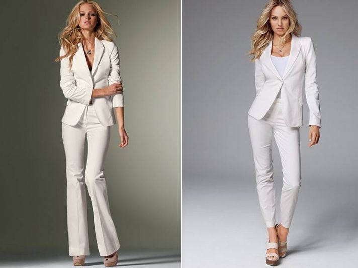 White tailored suits for the high-fashion bride from Victoria’s Secret