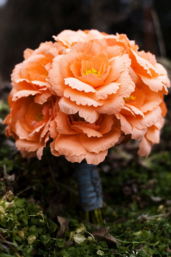 Spring or summer wedding bridal bouquet- handmade paper wedding flowers
