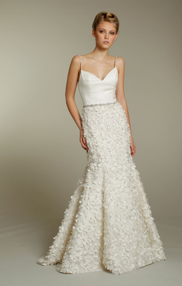 Mermaid spaghetti strap wedding dress with rhinestone bridal belt