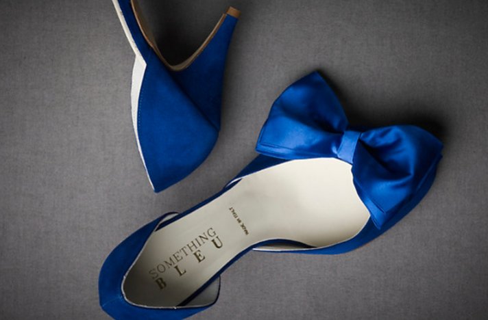 BHLDN wedding shoes- deep blue d’orsay pumps