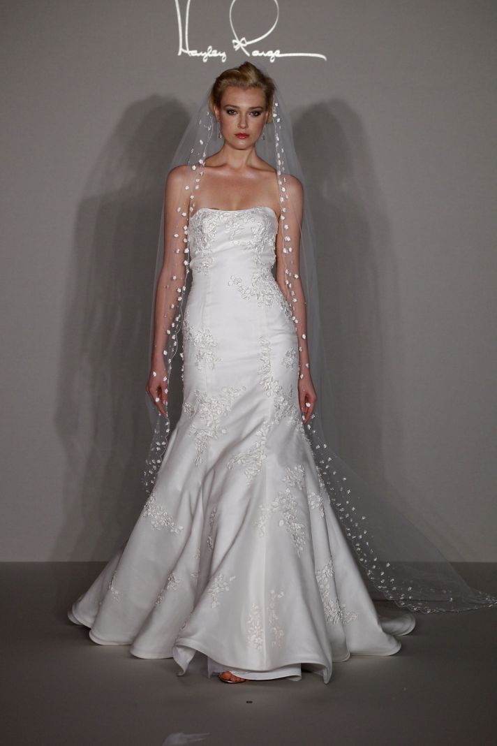 Hayley Paige 2012 wedding dress- lace mermaid with open heart-shaped back
