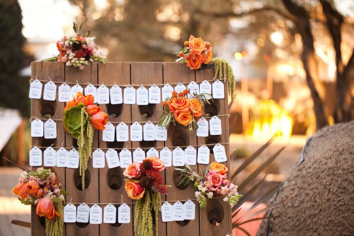 creative wedding reception ideas escort cards display 1