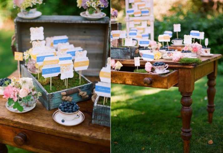 creative wedding reception ideas escort cards tablescape