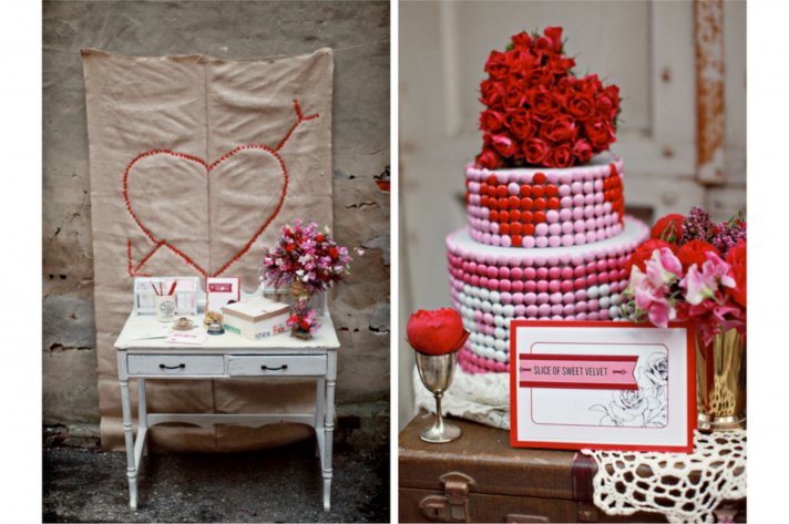 red white wedding inspiration vintage valentines 1