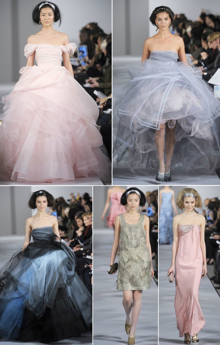 Frothy pastels from Oscar de la Renta Spring 2012 RTW for non-white wedding dress inspiration