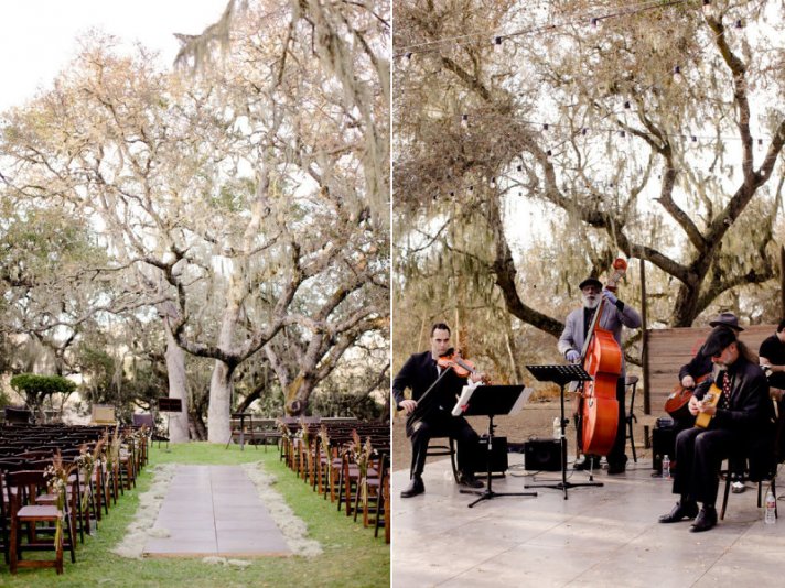 urban outdoor wedding ceremony under birch tree