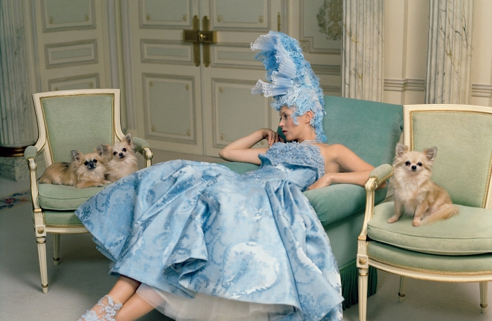 dramatic wedding inspiration kate moss elegant ballroom wedding venue blue wedding dress shoes