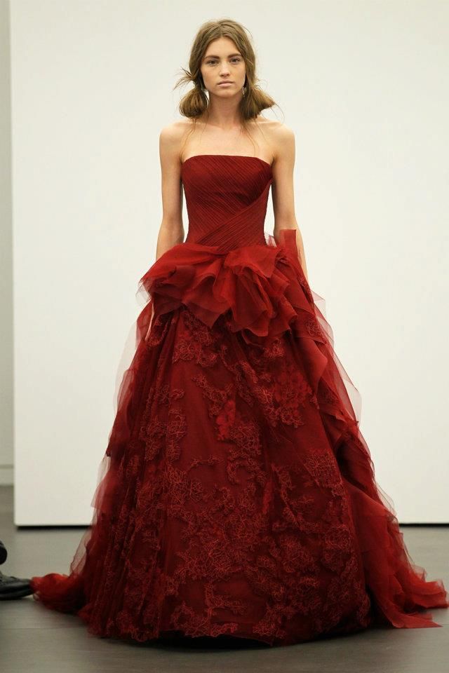 Spring 2012 wedding dresses Vera Wang bridal gown non white dresses red 3
