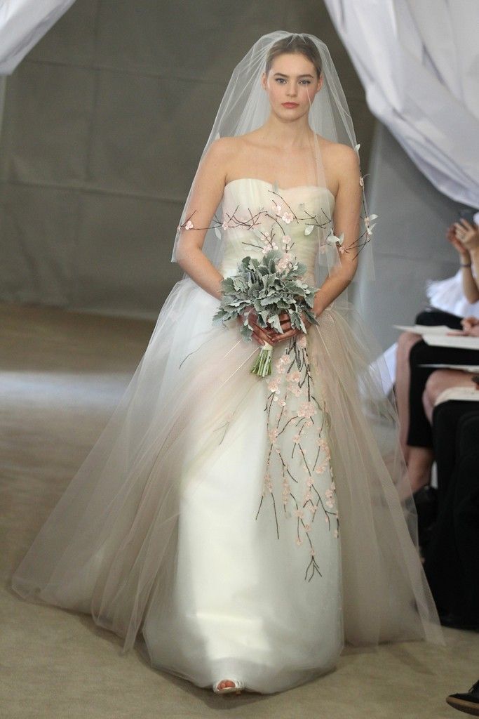 Spring 2013 bridal gowns Carolina Herrera wedding dress muted tulle sherbert