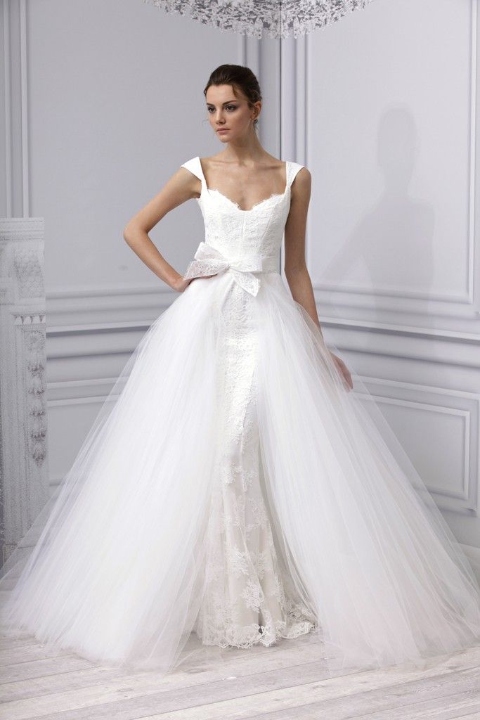 Spring 2013 wedding dress Monique Lhuillier bridal gown lace tulle convertible ballgown