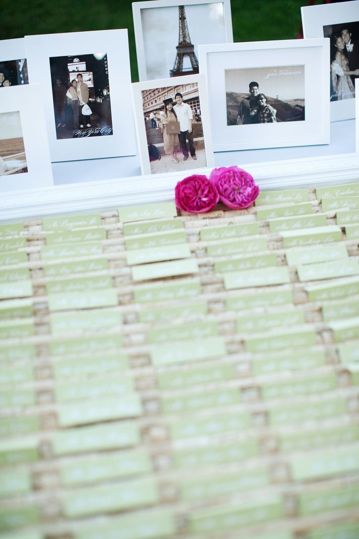 elegant wedding escort card display outdoor wedding in California