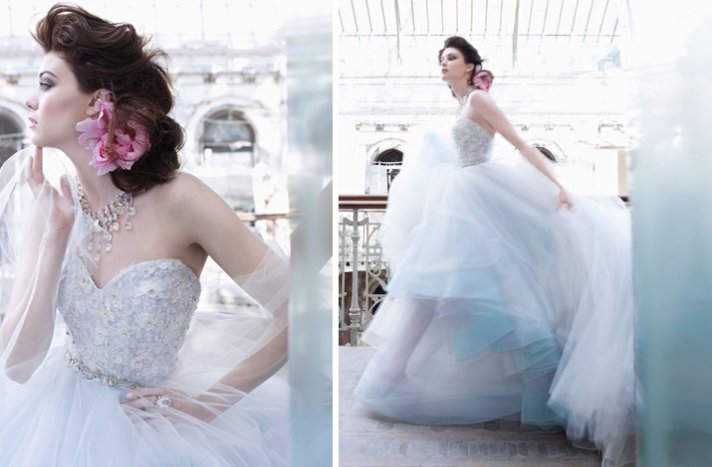 fall 2012 wedding dress lazaro bridal gown non white sky blue tulle
