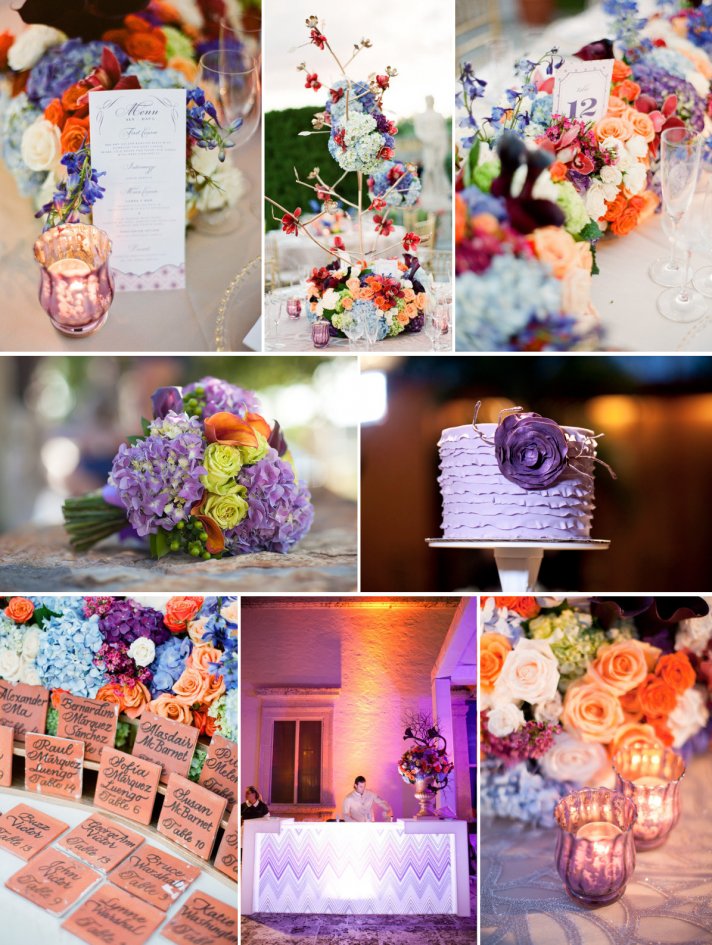 purple orange peach wedding color inspiration board dreamsical