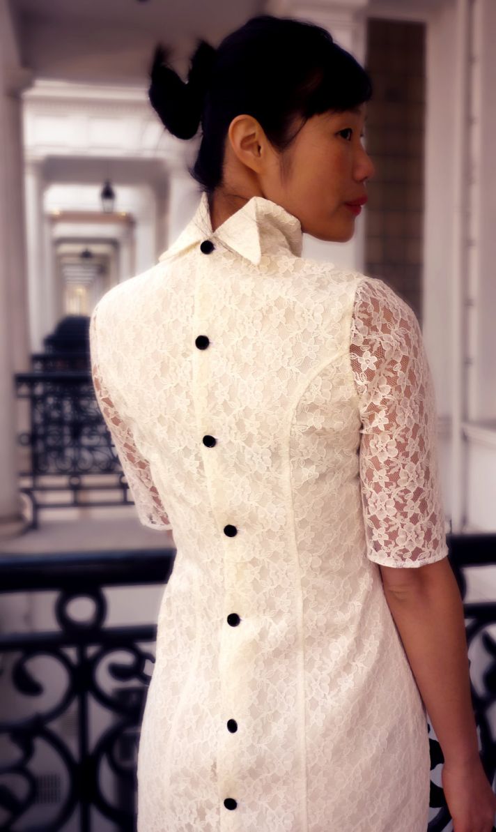 lovely lace LWDs for the brides wedding reception look turtleneck with sleeves black covered buttons