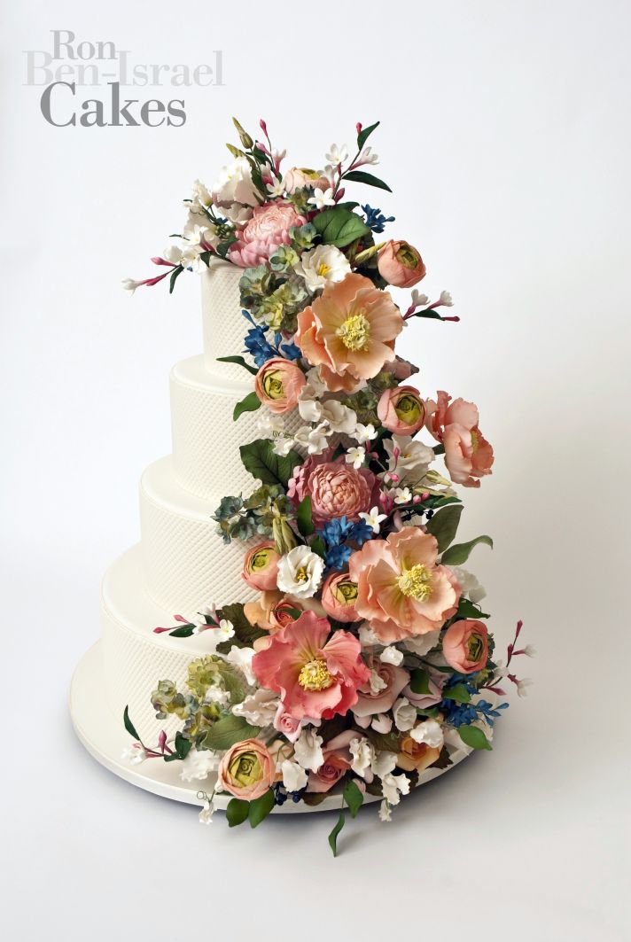 wedding cake inspiration Ron Ben Isreal wedding cakes romantic florals