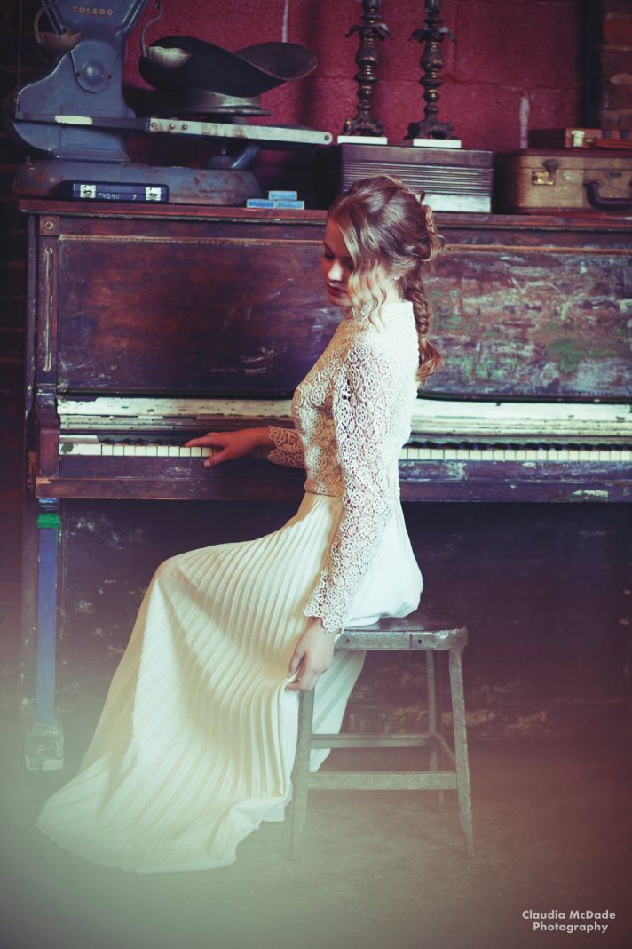 vintage wedding dress bridal gown inspiration from Etsy 1970s lace floral