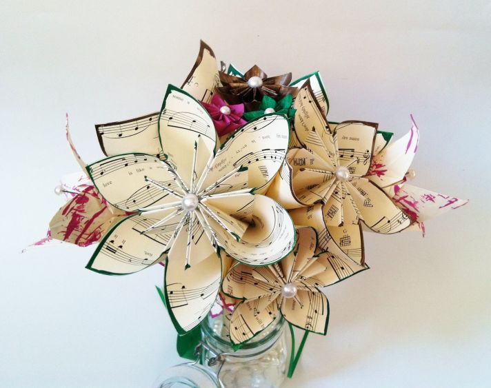 music themed wedding accessories ceremony reception decor paper flower centerpiece