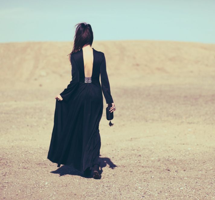 chic black bridesmaid dress statement back