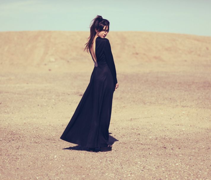 chic black bridesmaid dress statement back