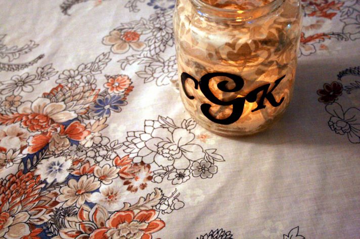 wedding DIY projects reception lighting monogram mason jar 2