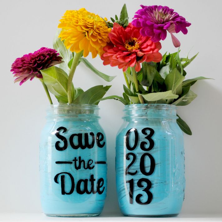 things brides love Mason Jar wedding reception decor centerpieces save the date