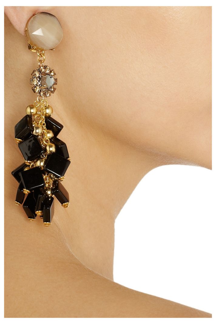 Elegant Gold and Black Bridal Earrings