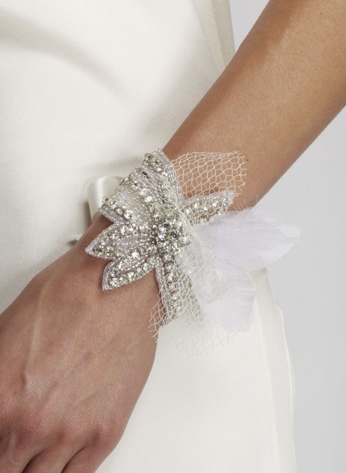 Gorgeous bridal cuff with rhinestones and tulle