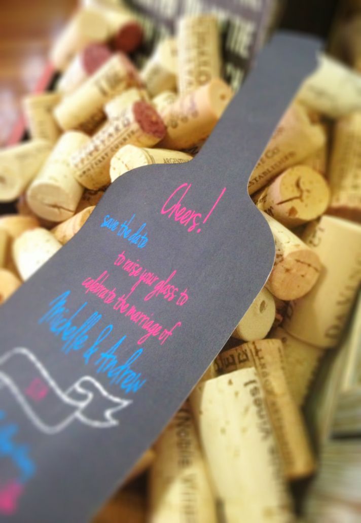 Chalkboard Wine Bottle Wedding Save the Date