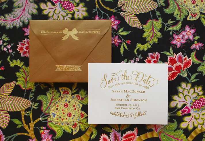 Gold Embossed Wedding Save the Date DIY
