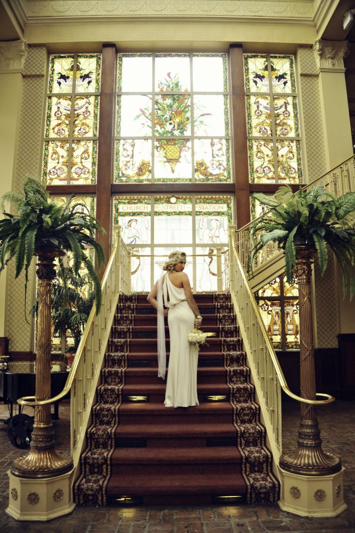 Opulent Wedding Venue with Harpist for Ceremony Music, Bride and Groom