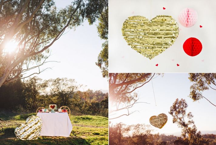 Valentines Day Wedding DIY Gold Pinata